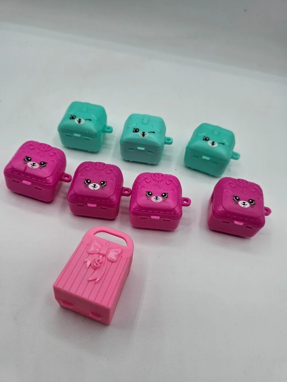 Lot of 8 Shopkins Mini Animal Backpacks Pink and Teal